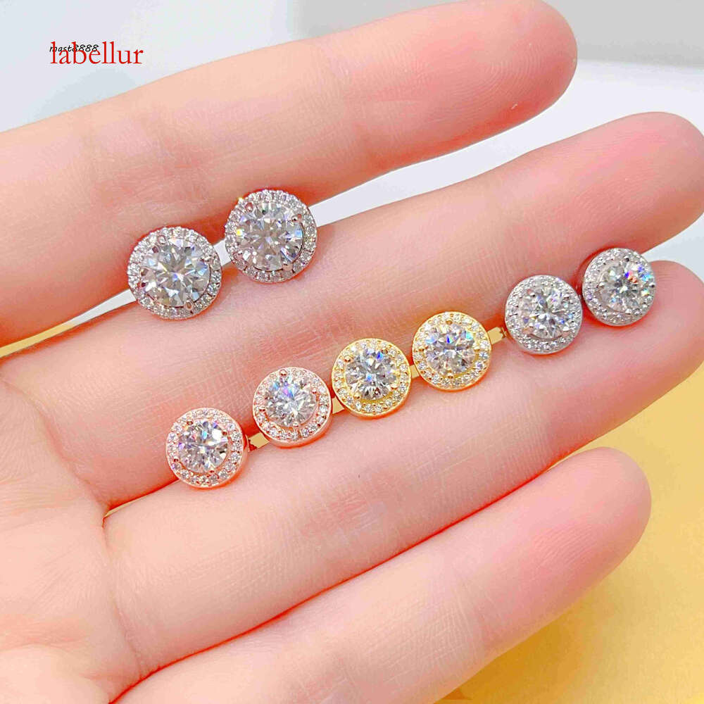 Fine Sterling Sier Fashion Bling Jewelry Vvs Moissanite Stud Earrings