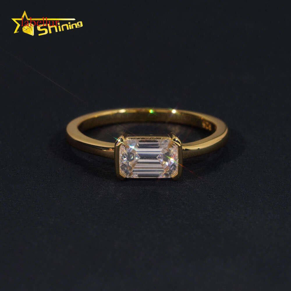 New Arrival Bezel Setting Emerald Cut 1ct Sier Gold Plated Wedding Engagement Rings for Women