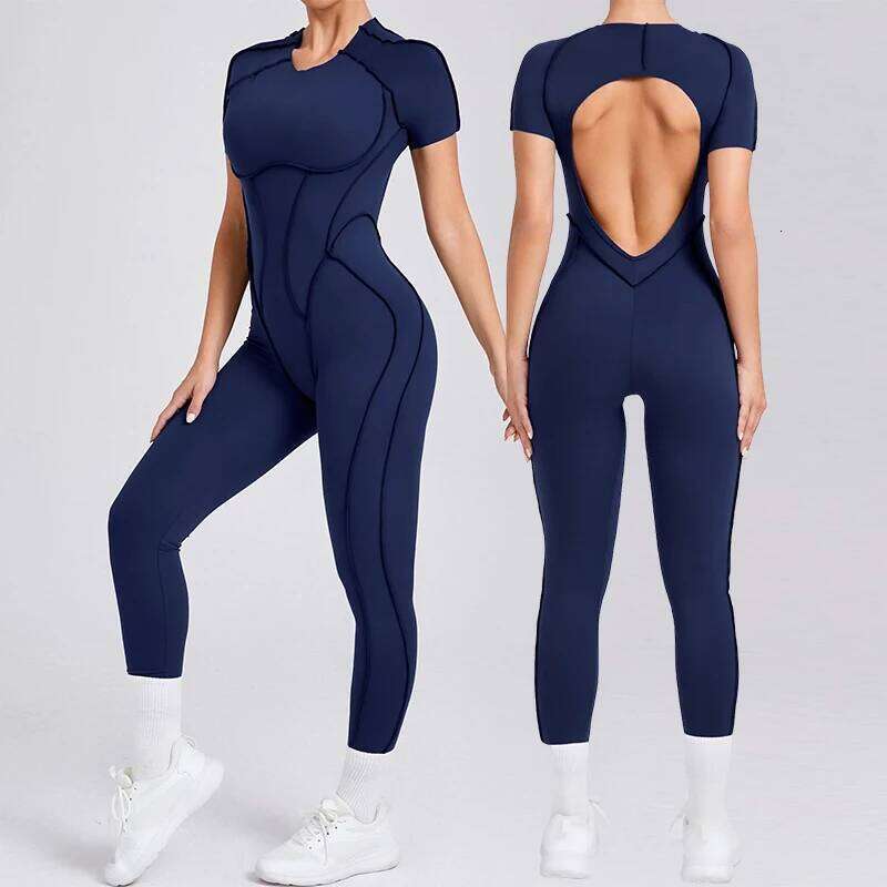 Hearuisavy 2025 New Style Workout Gym Yoga Clothes Sportswear Women Short Sports Jumpsuit Long Sleeves Fiess Overalls