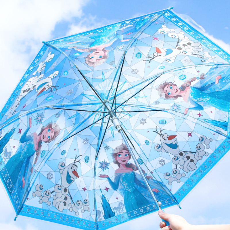 Disney primary school student rain umbrella for boys and girls semi-automatic umbrella with printed design high wind resistance rating Student rain an