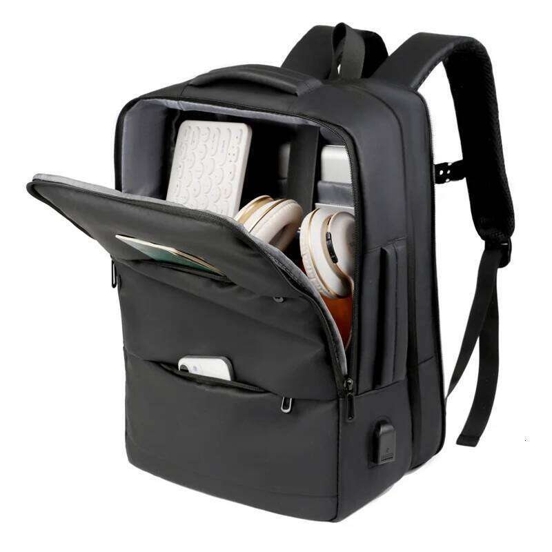 15.6-inch men's and women's laptop backpacks, black USB charger, lage strap, lightweight waterproof travel backpack