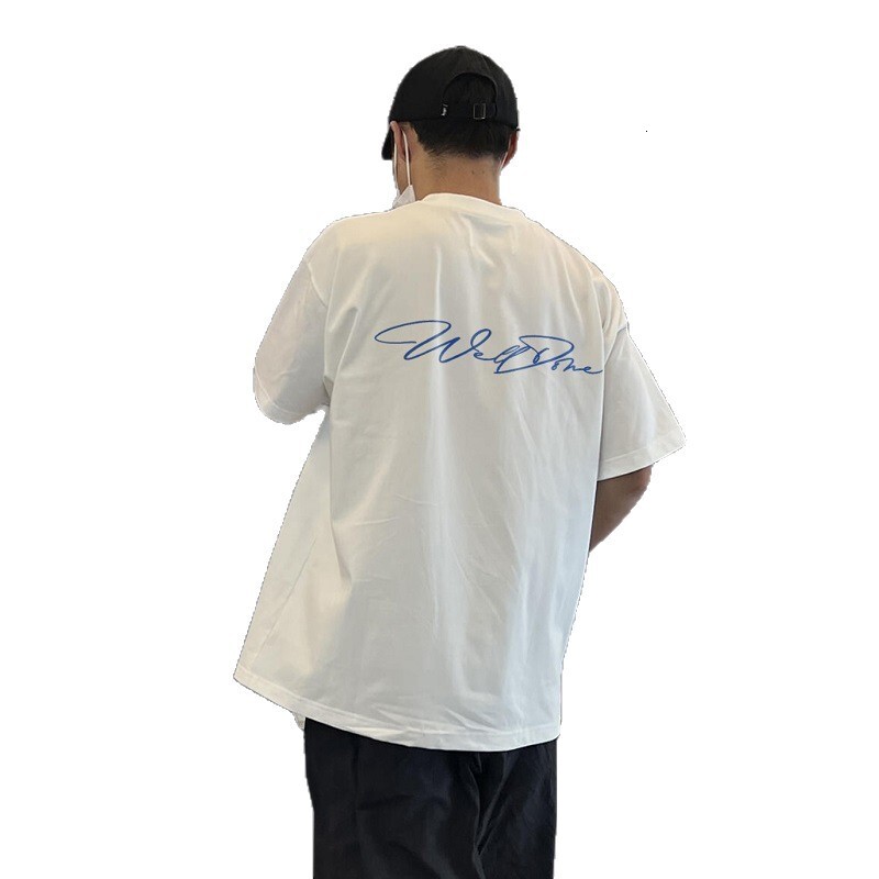 2025 New Simple Letter Print Short Sleeve Men's T-shirt Summer Loose Hong Kong Style Trendy Designer T-shirt Casual Half Sleeve T-shirt Men'