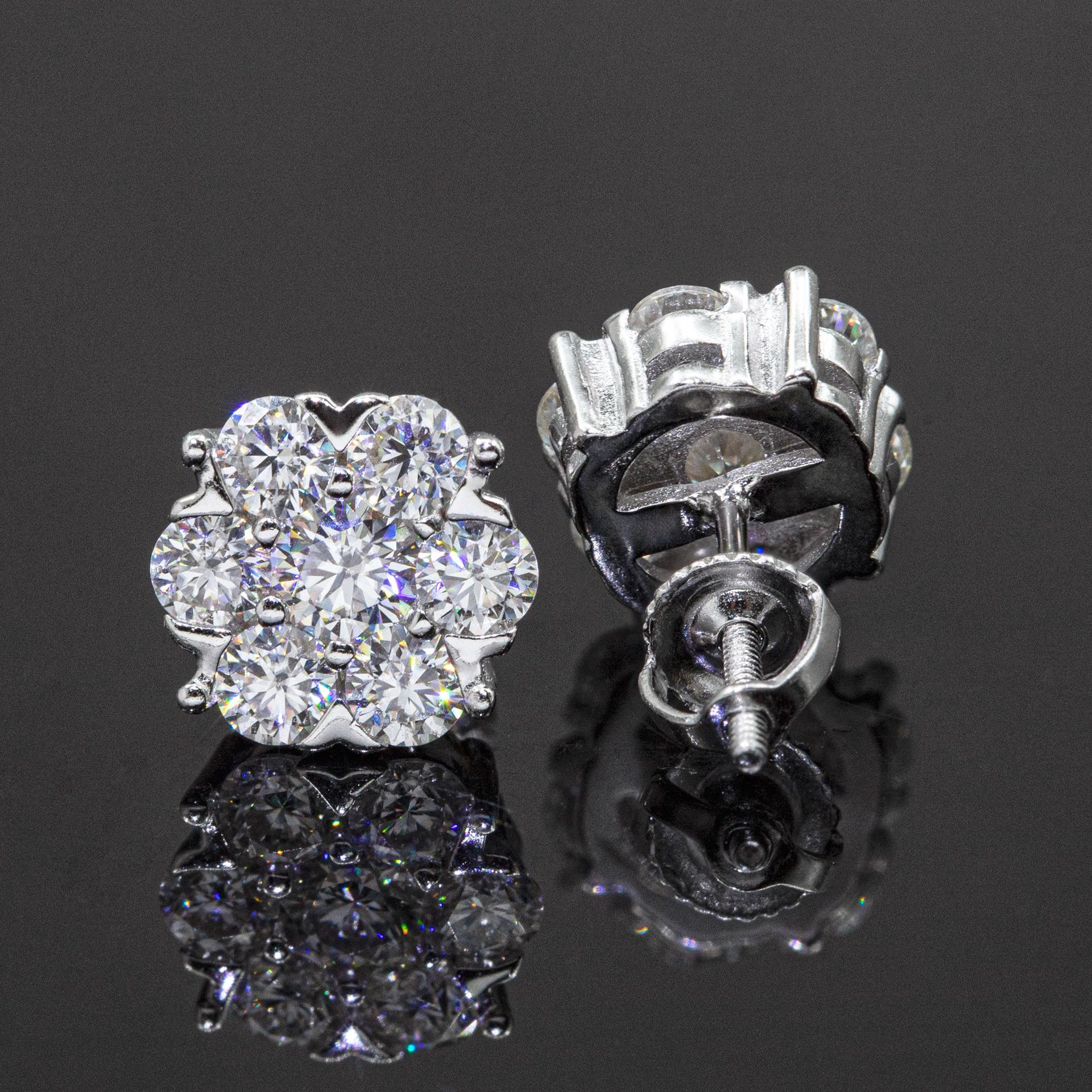 Bling Bling Fine Jewelry Moissanite Stone 925 Sterling Silver Moissanite Stud Big Flower Earrings