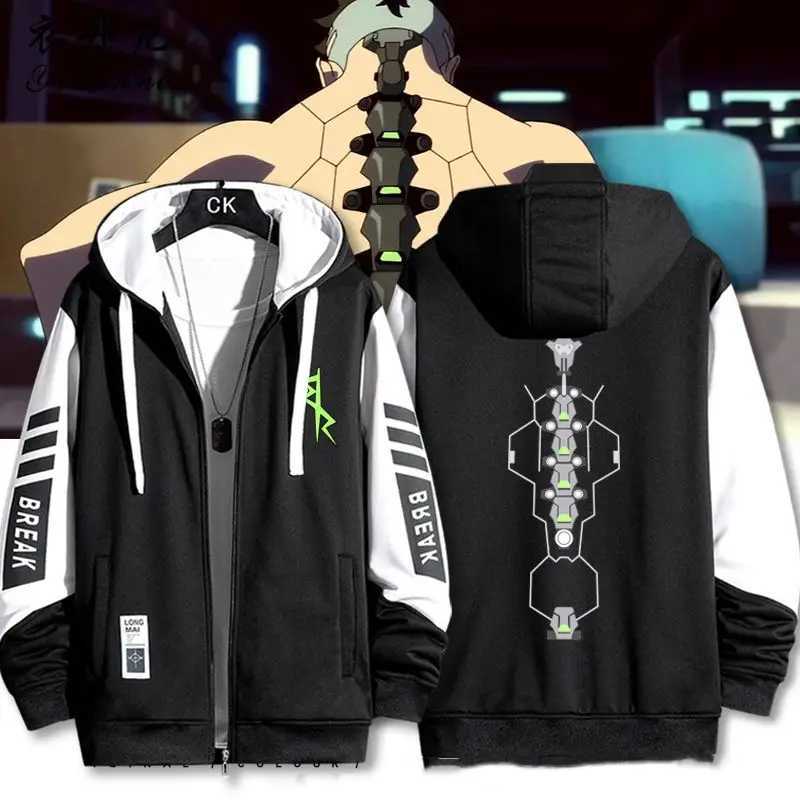 Anime Cyberpunk Edgerunners Series Hoodies Print Zip Hoodies for Men Women Autumn Winter Coat Colorblock Sweatshirts W250630