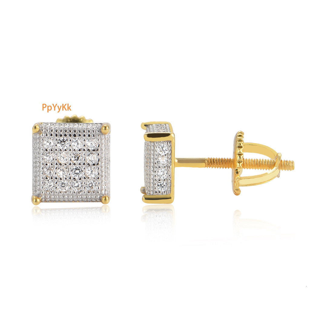 Luxury Jewelry Hip Hop S925 Sterling Silver Solid Men's Square Full Iced Out Bling Bling Fashion Hip Hop Trendy Earrings Pass the diamond tester