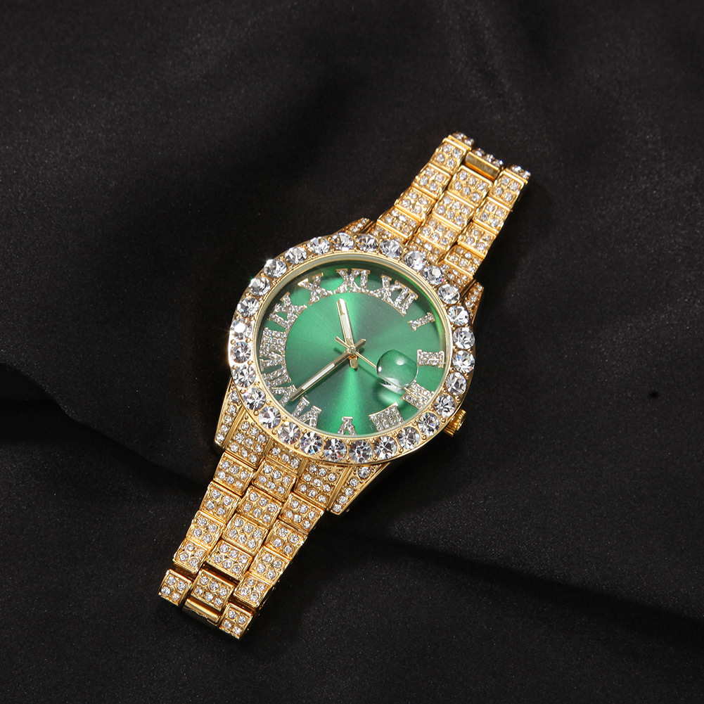 Luxury Jewelry VVS Moissanite Premium New All Over Diamonds Arabic Dial Men Watch Hip Hop Fashion Gold Big Dial Mechanical Pass the diamond tester