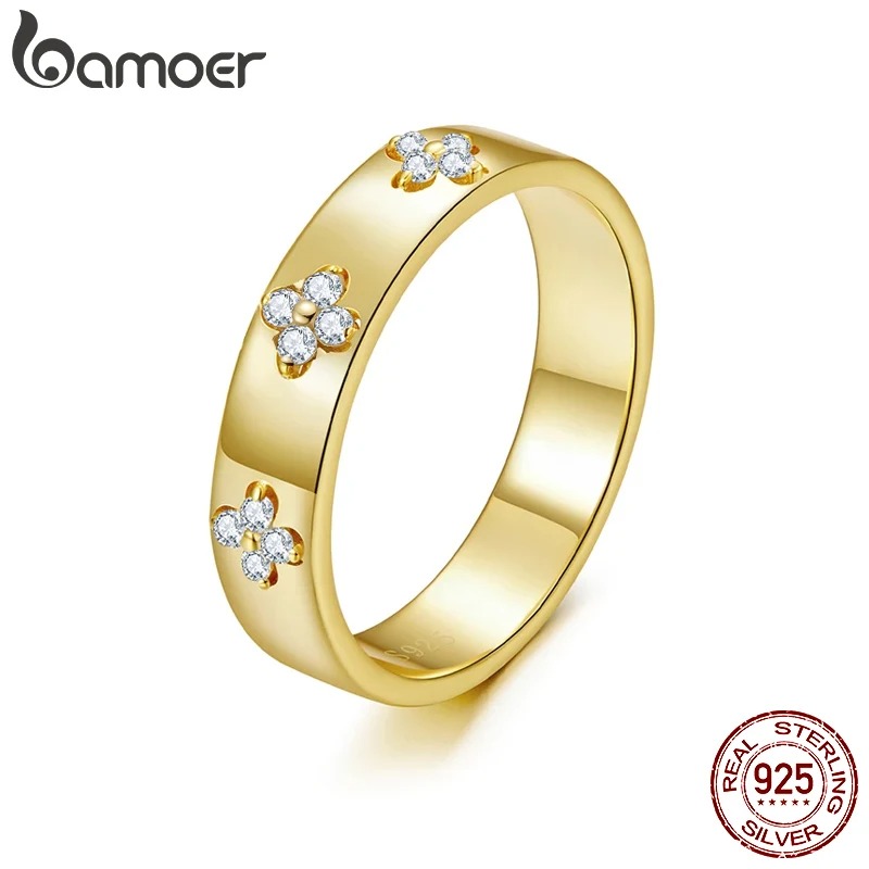 Fashion Womens love Ring Mens Designer 925 Sterling Silver Lucky Clover Moissanite Ring, Gold Plated D Color Round Cut Moissanite Wide Band Ring for W