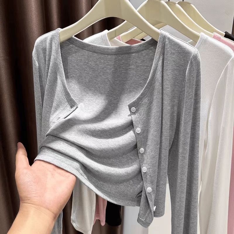 K1172 Cozy spring tune Cool Tencel small waistcoat short knitted cardigan Breathable shawl thin coat cardigan