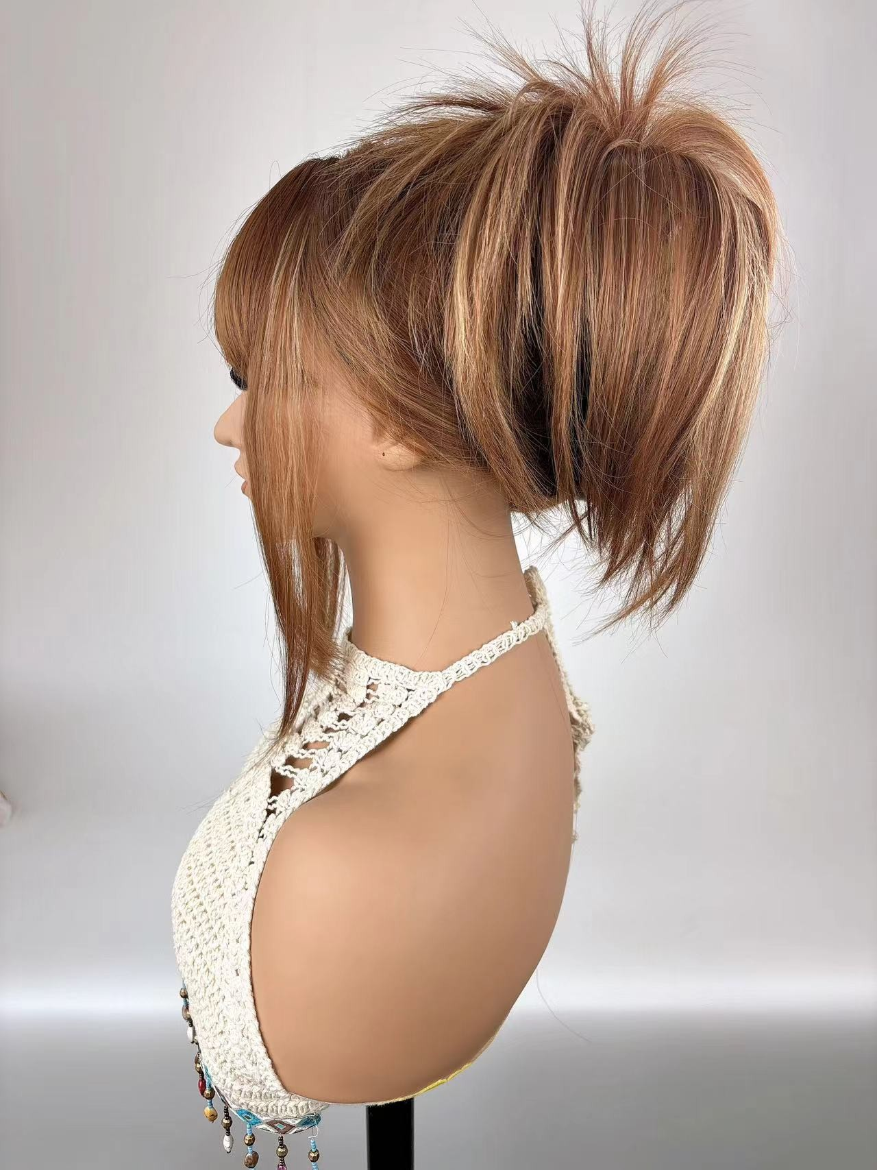 European and American fashion natural style lady's dyed hair high-temperature synthetic hair wig with long straight and wavy hair wig headpiece