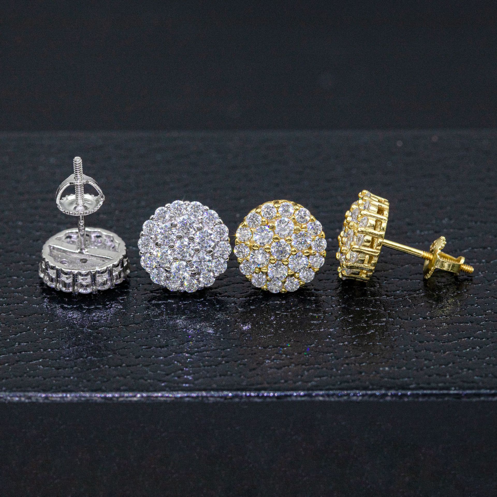 925 Sterling Silver Fashion Cute Earrings Small Stud Vvs Miossanite With Certificate Gold Plated