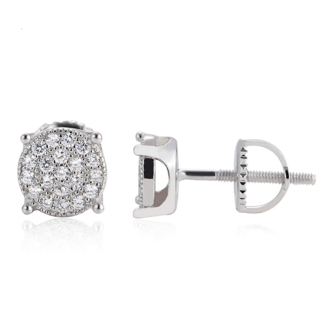Luxury Jewelry Hip Hop Men's Round Iced Out Bling Bling Minimalist S925 Sterling Silver Hip Hop Earrings Pass the diamond tester