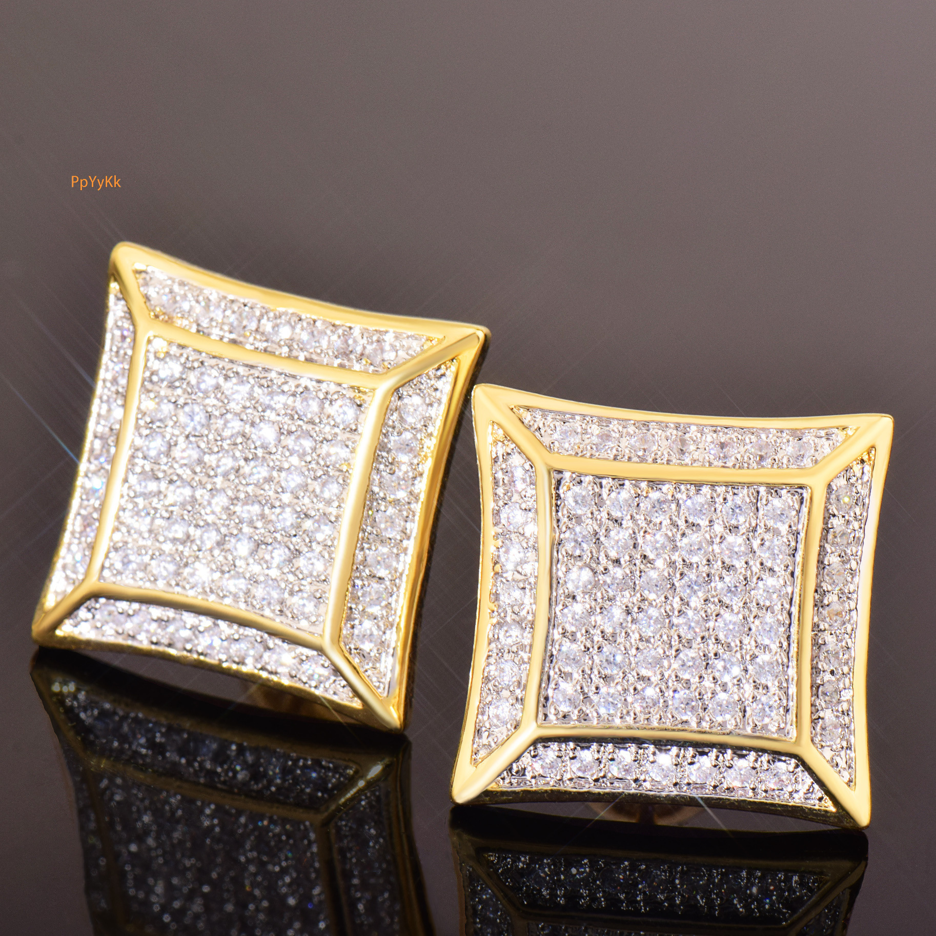 Luxury Jewelry Hip Hop New Square Earrings Unisex Trendy Cool Premium Quality Bling Bling Pass the diamond tester