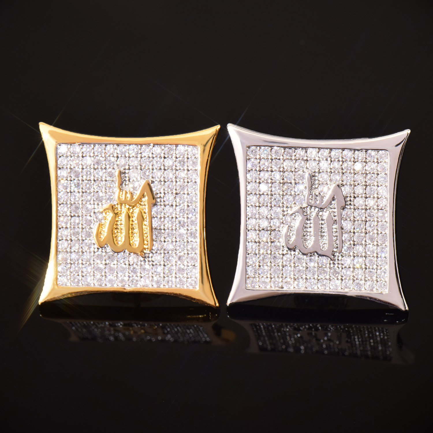 Luxury Jewelry Unique Hip Hop Large Square Earrings Creative Designer Diamond Encrusted Iced Out Pass the diamond tester