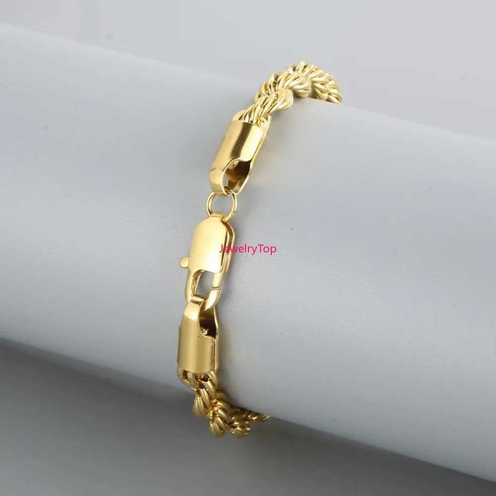 Hot sale Wholesale Fine 18k Gold 925 Sterling Silver 4MM Chain Bracelets for Men Charm Women La Boy Wedding Party 20cm 8in. W250630