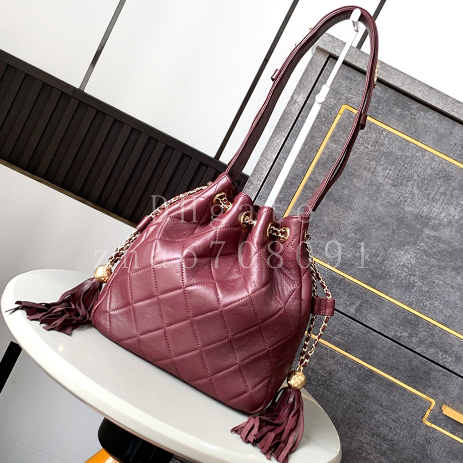 Diamond quality Designer Bucket Bag 25CM Genuine Leather Shoulder Bag Luxury Hobo bag With box C714