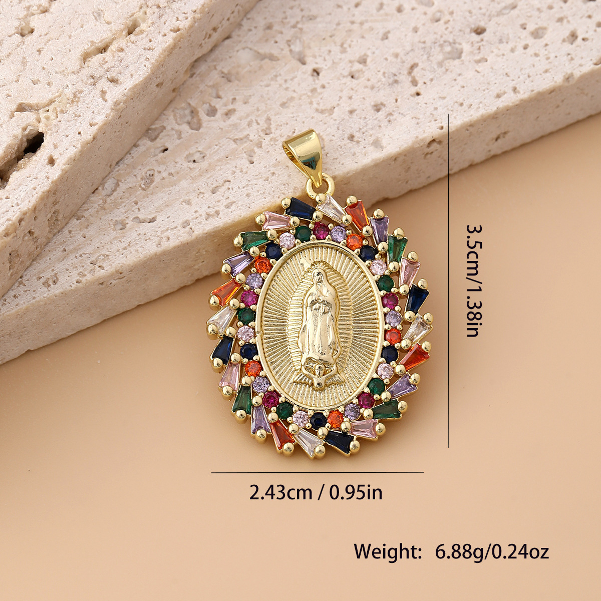 Free shipping designer jewelry Religious Jewelry Copper Gold-Plated Micro-Inlaid Zircon Colorful Virgin Mary Pendant Necklace Hanging Pendant