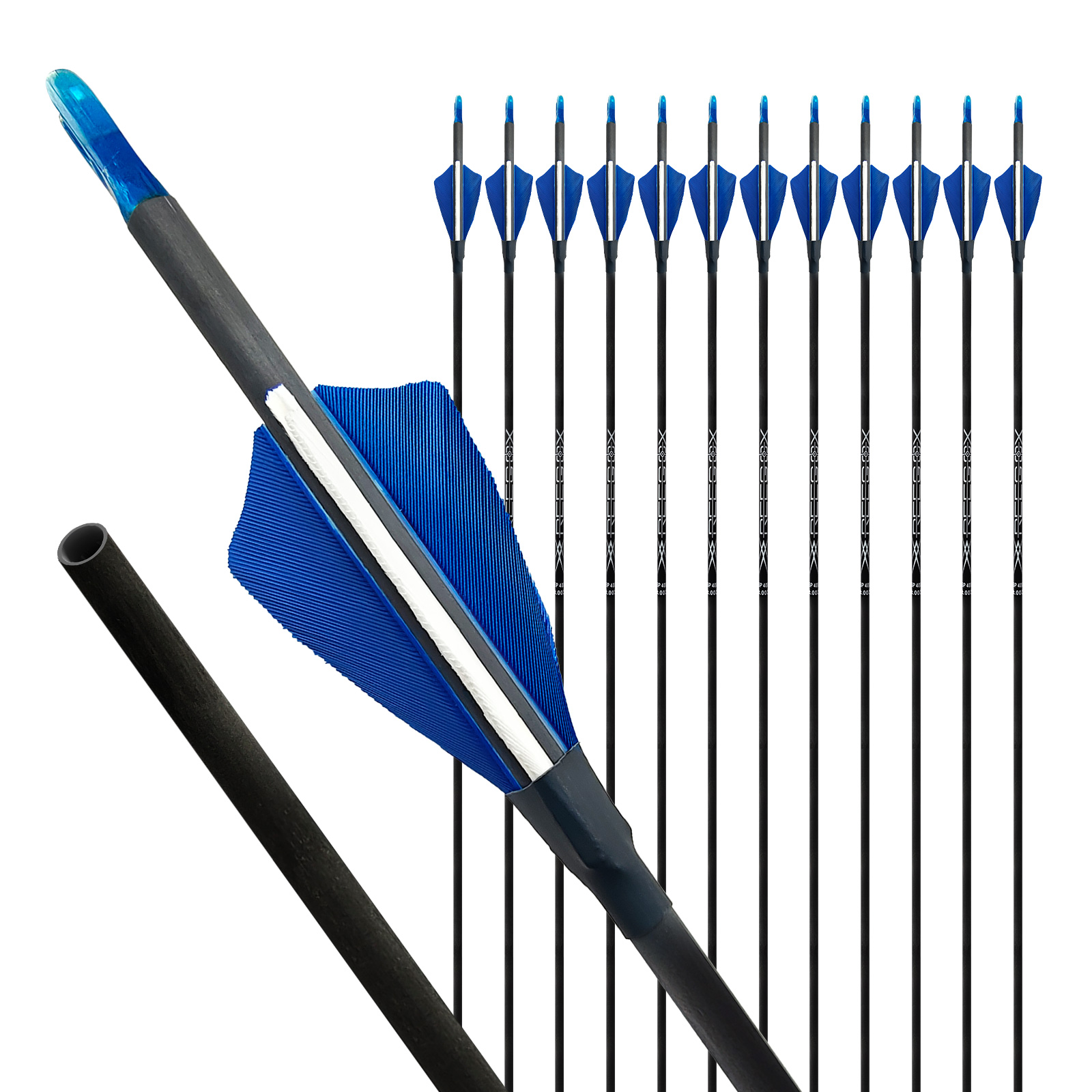 Turkey Feathers Hunting Arrows without Arrowheads 31inch Carbon Archery Arrows 4.2mm Training Arrows for Recurve Bow & Compound Bow Spine 350-1500 Arr