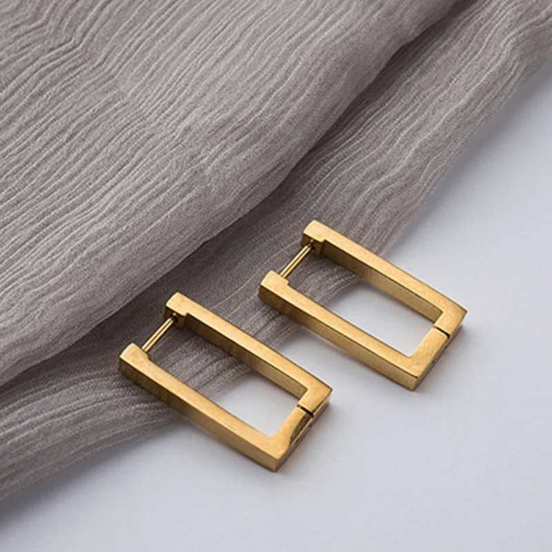 Stainless Steel Gold Color Square Hoop Earrings for Women Punk Hip-Hop Metal Geometric Earrings Trend 2024 Fashion Jewelry Party XJ250630