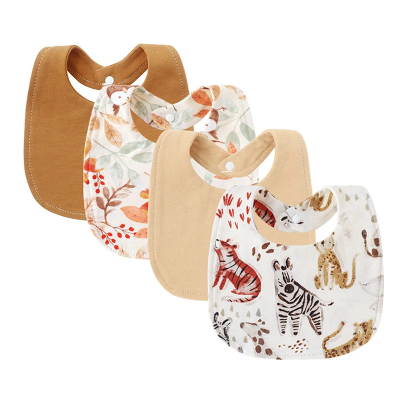 4Pcs born Bibs Set 100 Cotton Baby Saliva Towels for Girls Boys Infant Accessories Toddler Apron Kids Bib Burp Cloths 250627