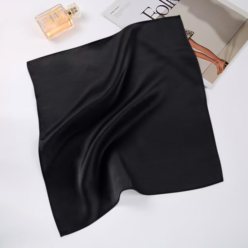T1096 White silk small square scarf all-match Korean style decorative silk solid color scarf