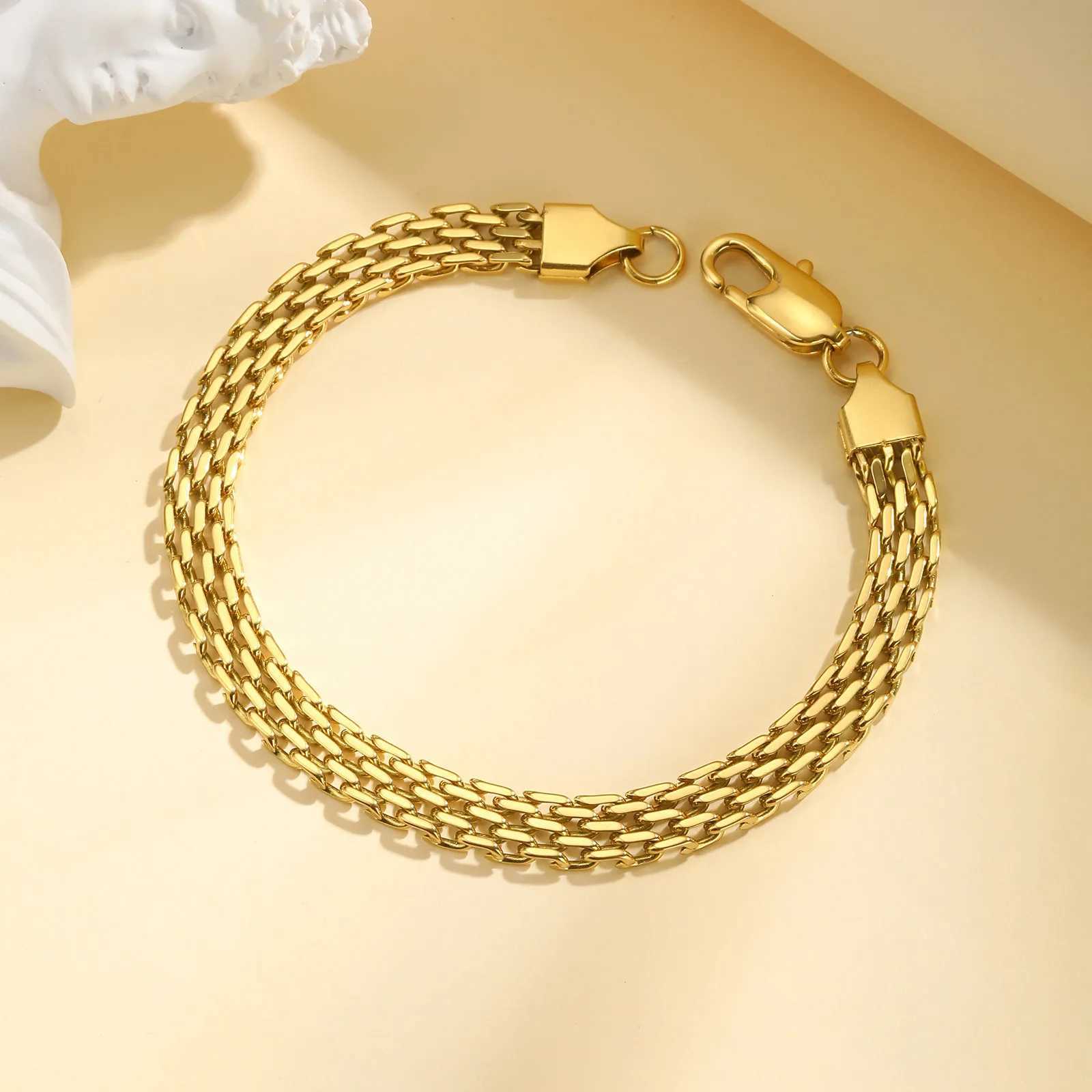 Waterproof Mesh Chain Bracelet Adjustable 18k Gold Plated Link Bracelet Non Tarnish Wholesale Jewelry W250630