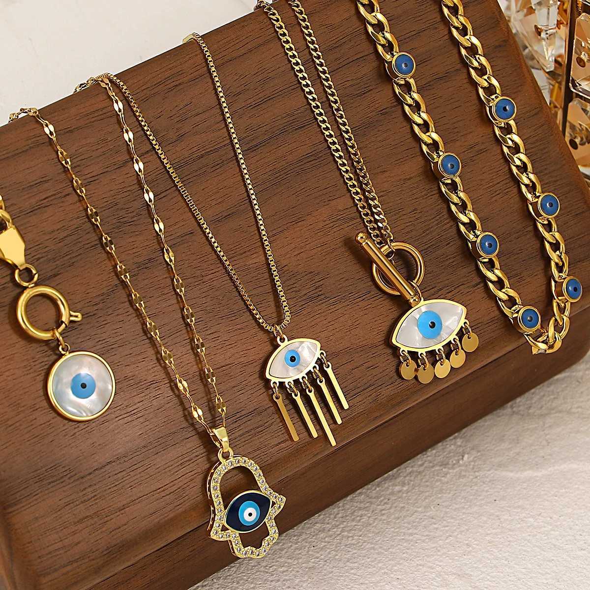 Greatera Turkish Evil Eye Stainless Steel Bangles Bracelets for Women Ethnic 18K Gold Plated Metal Charm Bracelet Jewelry 2024 W250630