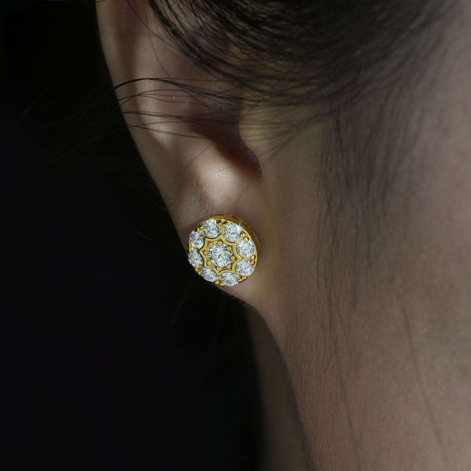 Niche Luxury Sparkling Trendy Chic Fine 925 Sterling Silver Jewelry Striking Moissanite Halo Earring Ear Stud