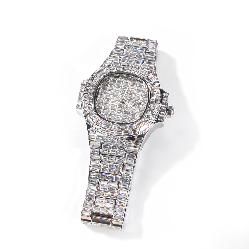 Luxury Jewelry VVS Moissanite High Quality Fashion Hip Hop Mechanical Watch Men Premium Design Bling Bling Date Big Dial Wristwatch Pass the diamond t