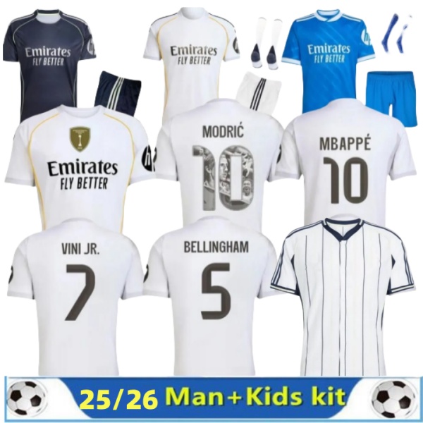 S-4XL 2025 2026 Football kits VINI JR MODRIC Soccer Jerseys Fans Players 24 25 26 Camiseta de futbol MbappE BELLINGHAM CAMAVINGA VALVERDE RODRYGO Mens Kid