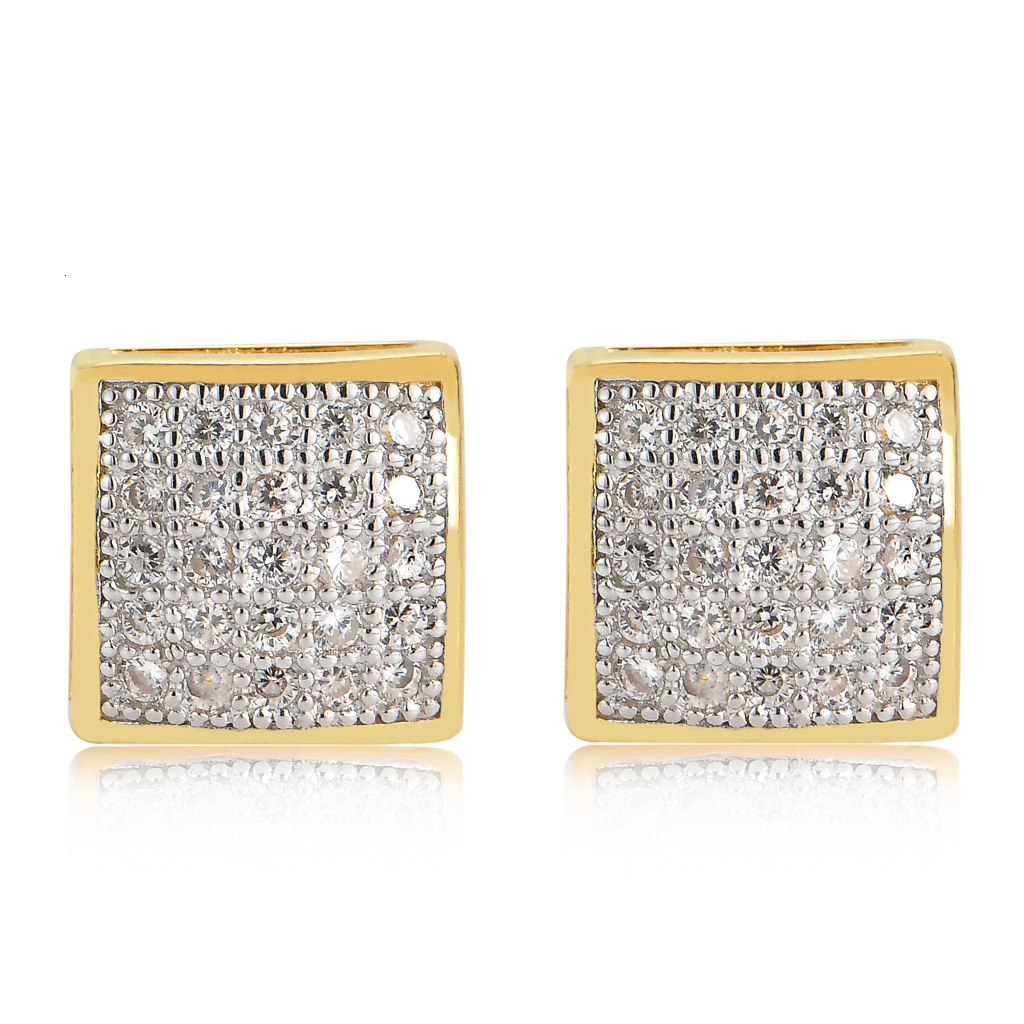 Luxury Jewelry New Hip Hop Square Arc S925 Sterling Silver Iced Out Bling Bling Premium Trendy Men's Earrings Pass the diamond tester