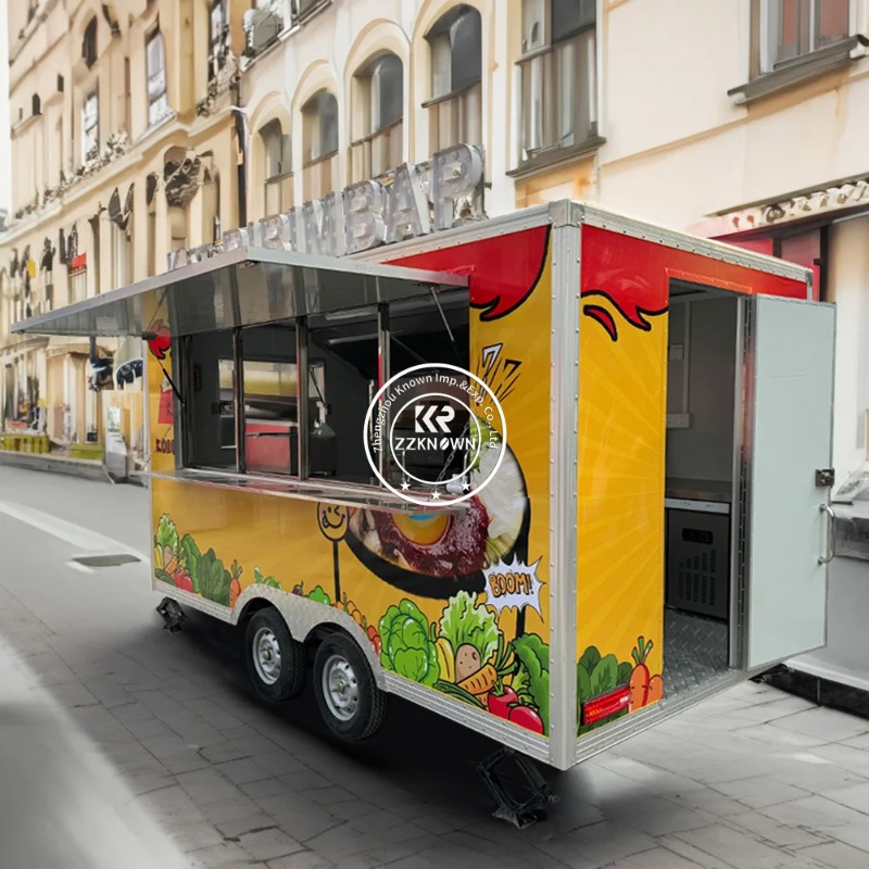 2025 NEW Europe Standard Food Truck Mobile Kitchen Catering Trailert Dog Snack Kiosk Food Cart for Sale With Full Kitchen