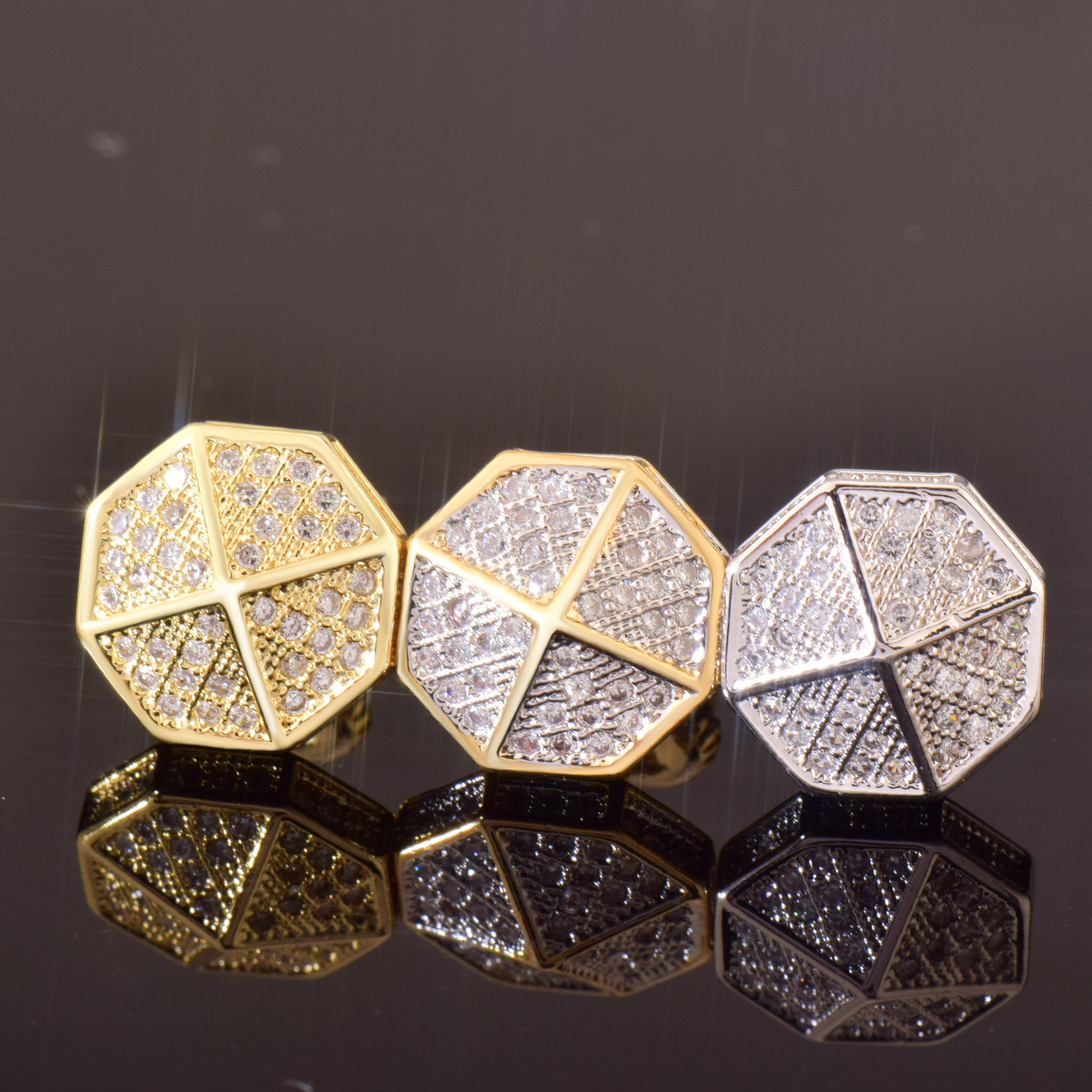 Luxury Jewelry Hip Hop Octagon Earrings Minimalist Iced Out Diamond Creative Designer Accessories Pass the diamond tester