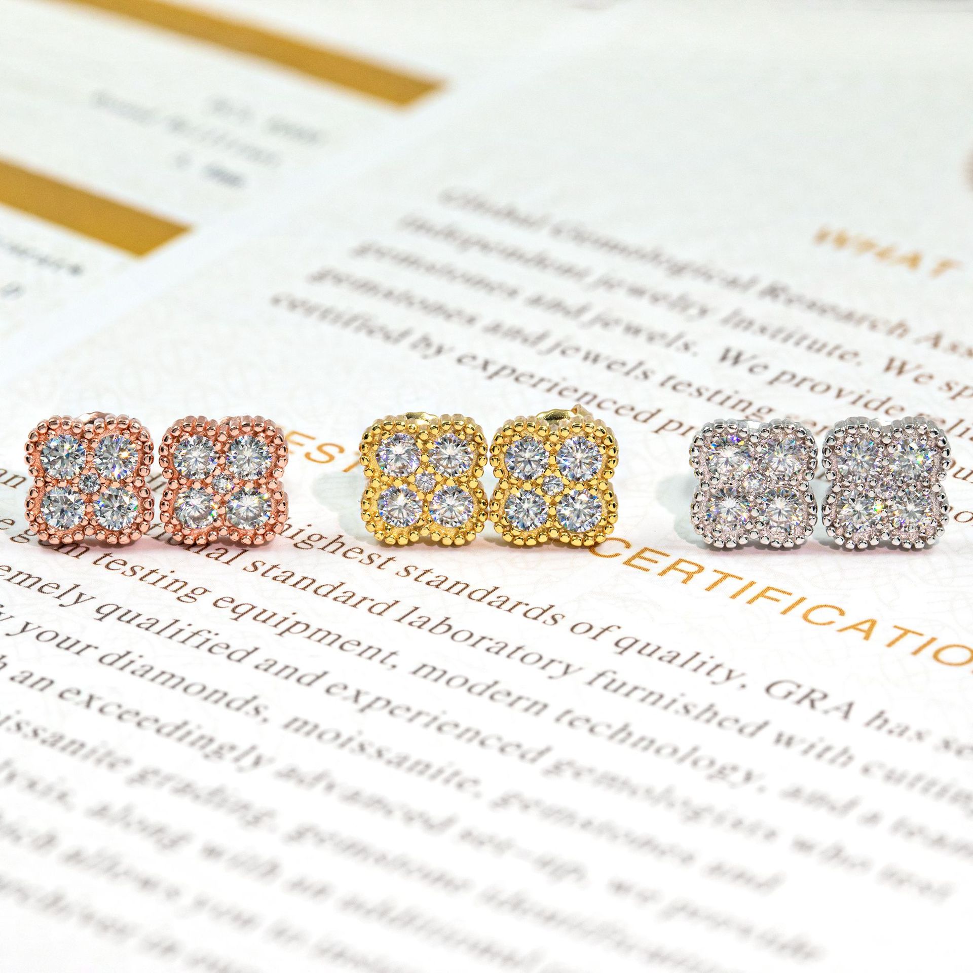 Popular Design Pass Diamond Tester Shining Iced Out Hip Hop Jewelry 925 Sterling Silver Jewelry Moissanite Stud Earrings