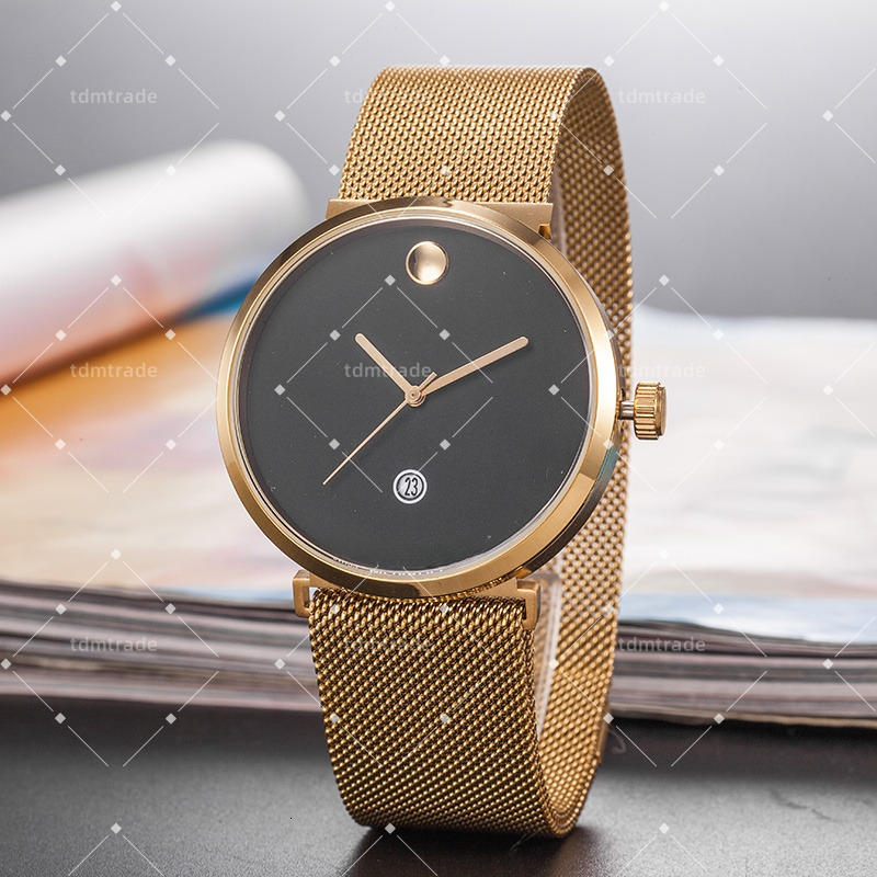 movadowatch for man and women Designer watches luxury classic watch Quartz bold watch orientretro case week calendar display watch man mirror watches a12