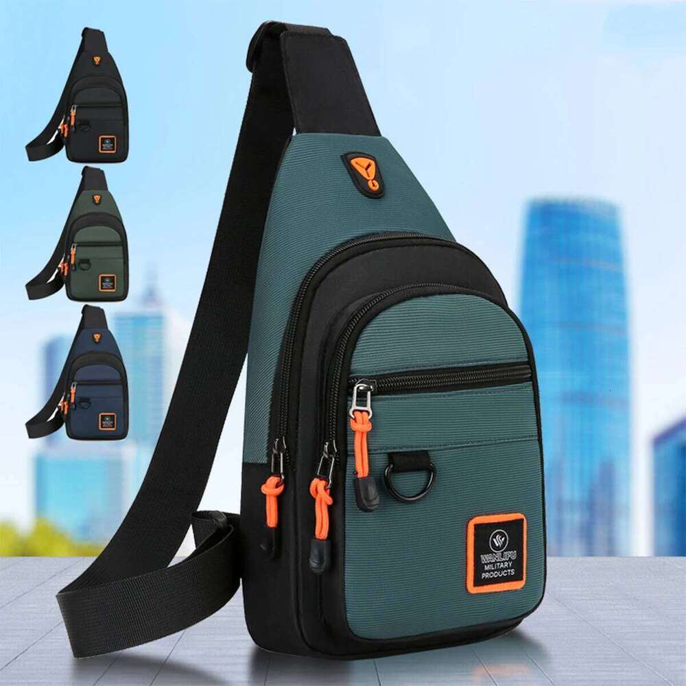 Women's Sporty Chest Bag with Headphone Hole Lightweight Oxford Crossbody Pack Multi-Pockets Adjustable Strap for Running Gym