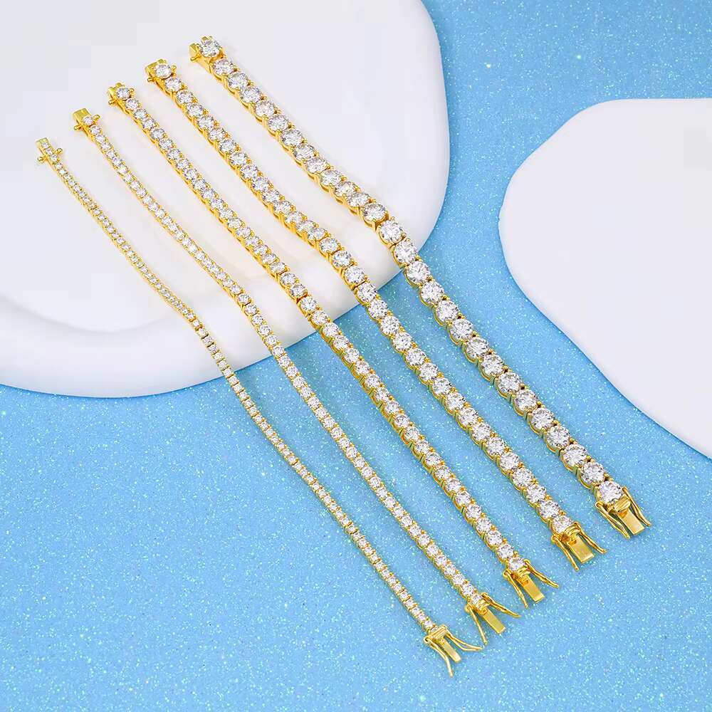 Round Cut Chain Vvs Men 2-6mm Mossanite Moissanite Tennis Custom Trendy Hip Hop 925 Silver Fine Jewelry Bracelets Bangles