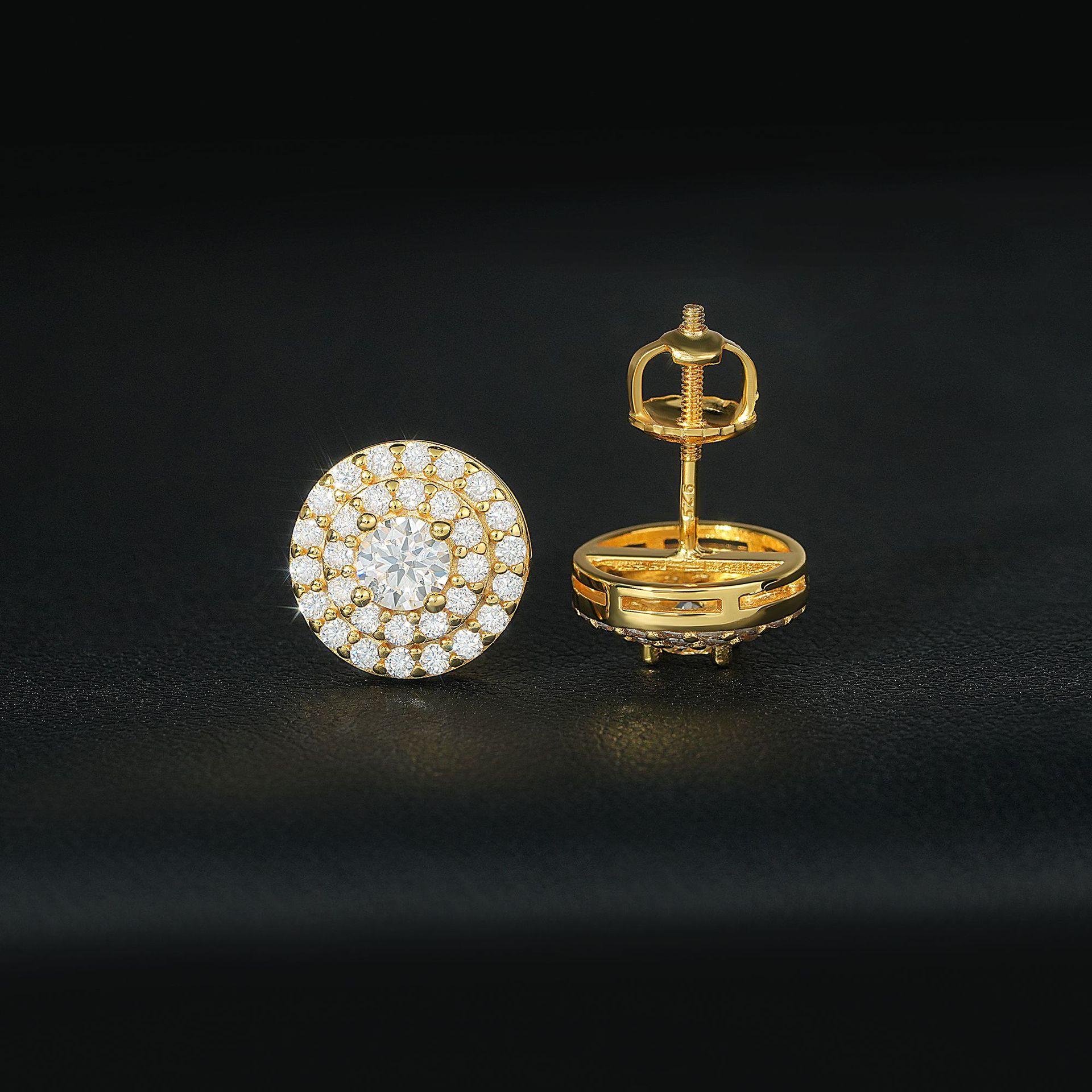 925 Sterling Silver Sparkling Luxury Round Moissanite Diamond Halo Stud Earrings