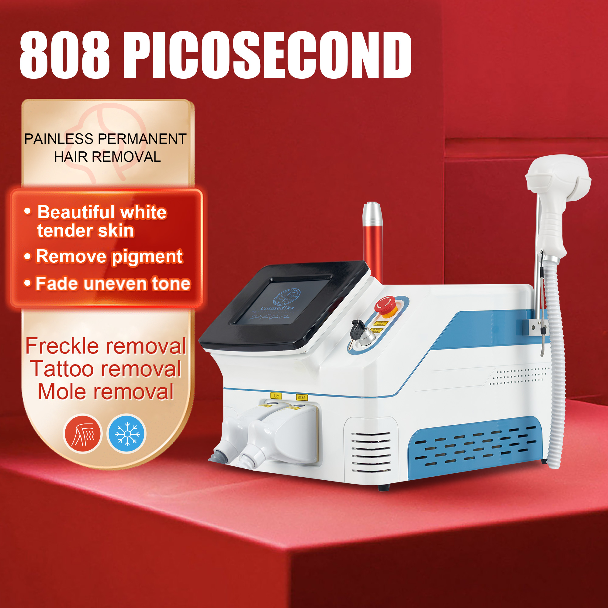 2025 New 2 in 1 Diode Laser Hair Remova Ice Painless Picosecond Laser Tattoo Removal Multi-function cooling system beauty