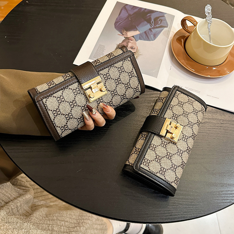E-Commerce Luxury Wallet Long Clip Card Holder Wallet Two-in-One Women's Fashion Leather Wallet Long Niche Design Simple Large Capacity Designer 