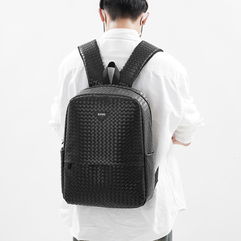 Free shipping designer New Large Capacity Woven Fashion Men Backpack Multifunctional School Bag Casual Business Black Laptop Bag