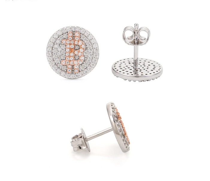 Two Tone 925 Silver Iced Out Moissanite Women Jewelry Letter B Hiphop Stud Earrings VVS Moissanite Diamond Screw Back Ear Studs