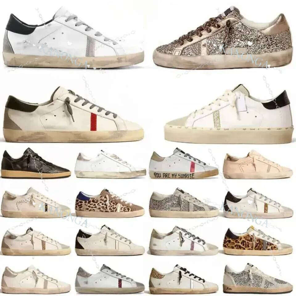 2025 Womens Casual Designer Shoes Mens Running Sneakers Super Star OG Sequin Italy Black White Red Lace Up Do Old Trainer Dirty Platform Women Trainers Shoe