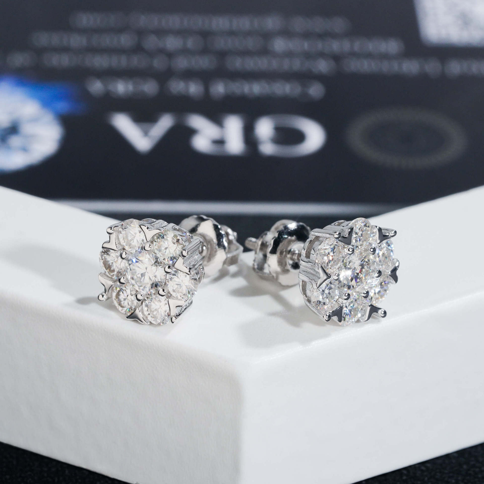 Bling Bling Fine Jewelry Moissanite Stone 925 Sterling Silver Moissanite Stud Big Flower Earrings