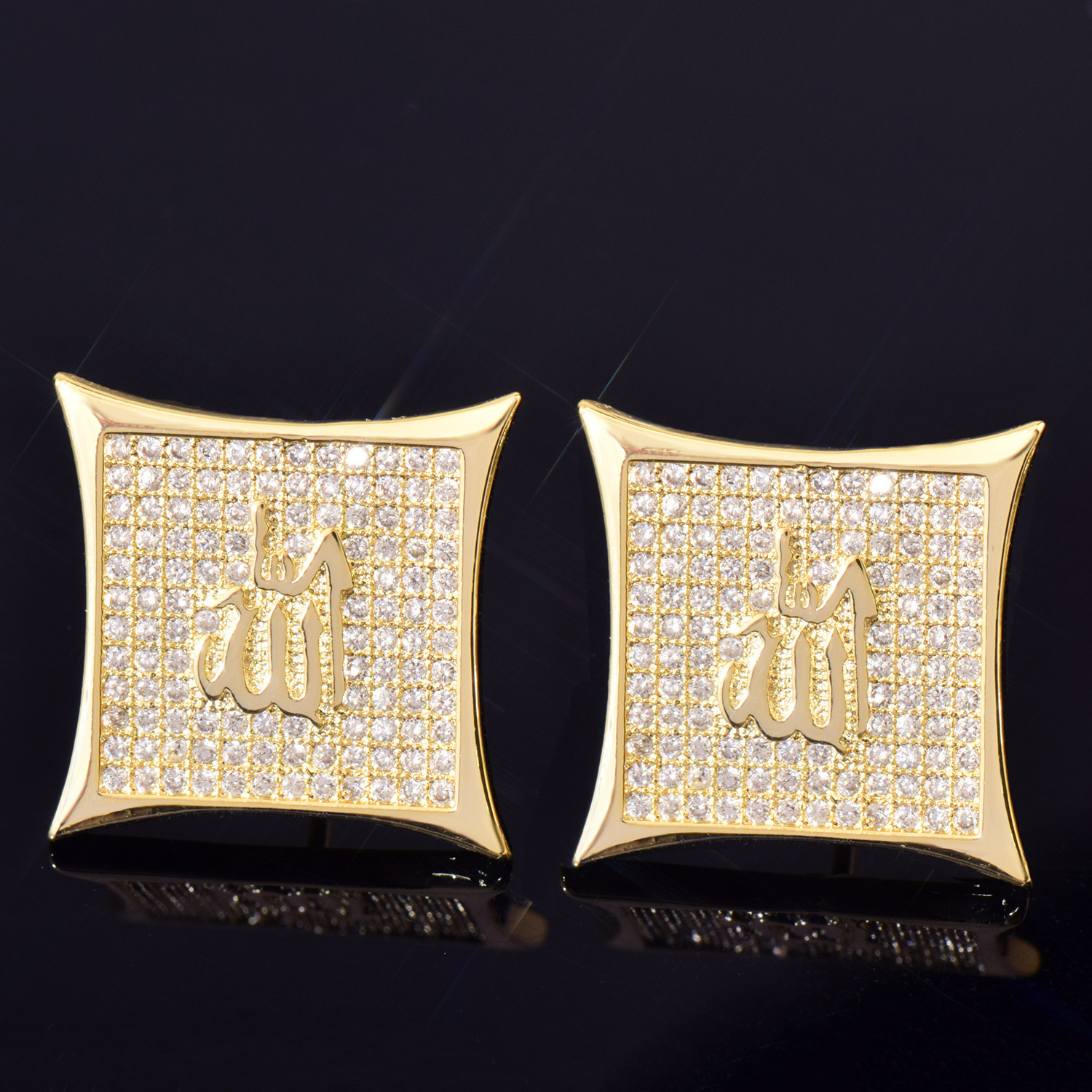 Luxury Jewelry Unique Hip Hop Large Square Earrings Creative Designer Diamond Encrusted Iced Out Pass the diamond tester