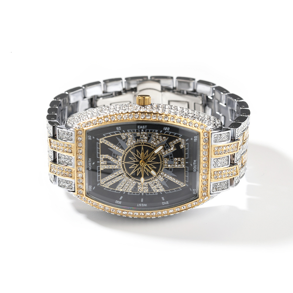 Luxury Jewelry VVS Moissanite Hip Hop Iced Out Bling Bling Starry Men Watch Personalized Numerals Barrel Big Dial Pass the diamond tester