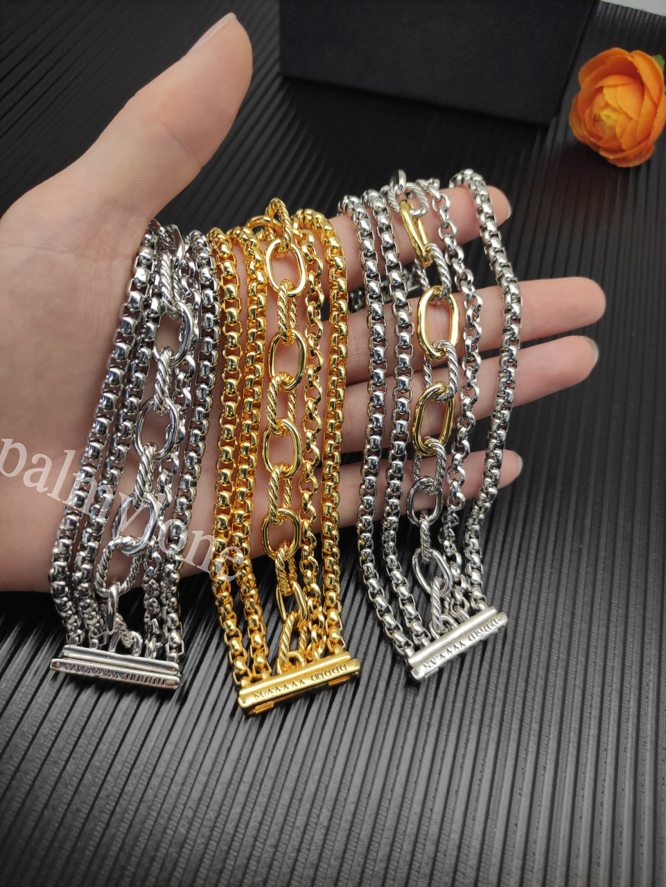 Designer bracelets DY 2025 Silver Bangle Fashion Yurmans Bracelets Charm hook Multi row chain bracelet 29MM Woman Designer Source Mens Jewelry Size 19cm Top Quality