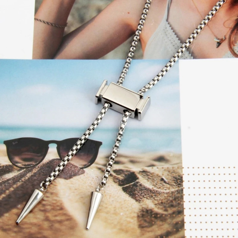 Sexy Bolo Tie Necklace for Women s Cool Jewelry Chain Lariat with Cuboid Chokers Body Jewelry Summer 250630