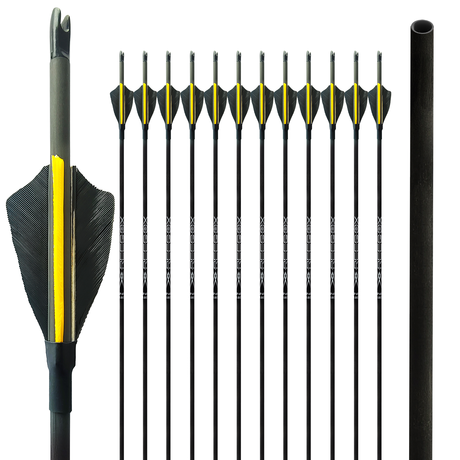 Carbon Archery Arrows without Arrowheads 31inch Hunting Arrows Turkey Feathers 12Pcs Targeting Arrows for Recurve Bow & Compound Bow Spine 350-1500 Ar