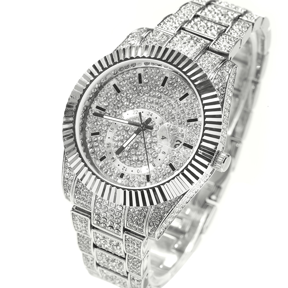 Luxury Jewelry VVS Moissanite High Quality New Round Big Dial Designer Mechanical Watch Luxury Minimalist Fashion Diamond Men Pass the diamond tester