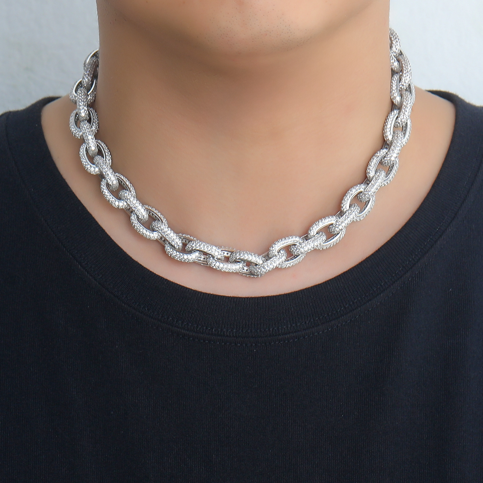 Luxury Jewelry Hip Hop O Chain 12mm Trendy Iced Out Cross Chain Men's Hip Hop Accessory Bling Bling Necklace Pass the diamond tester